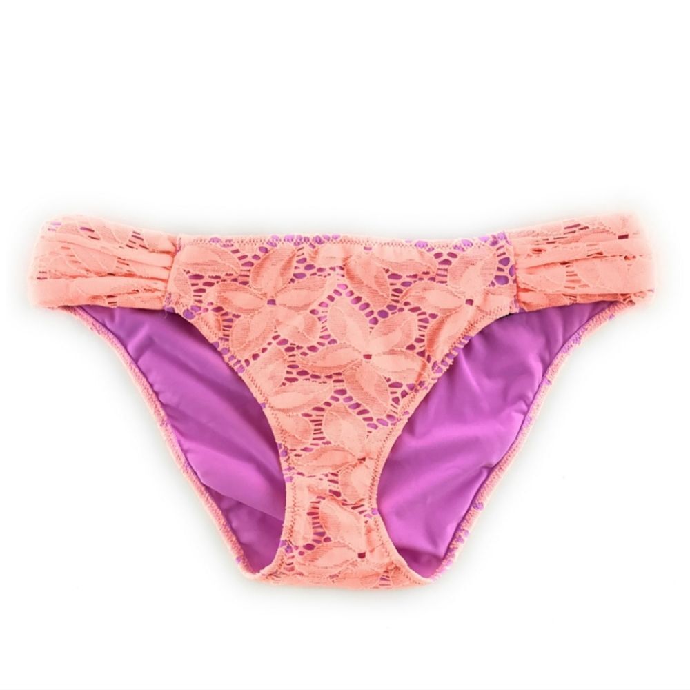 Victoria's Secret Orange/Purple Lace Bikini Bottom Sz L